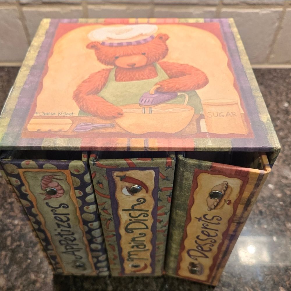 Colorful Recipe Box with Bear Design New